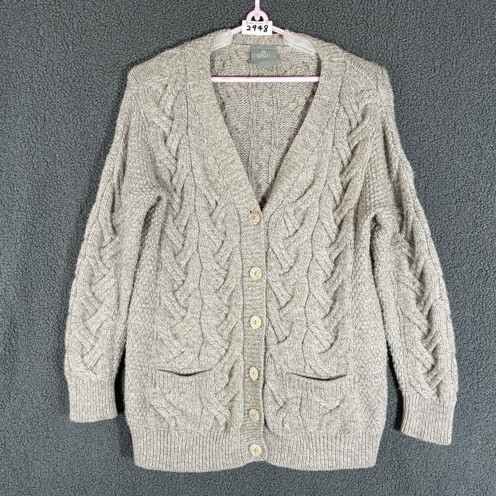Aran Woollen Mills Merino Wool Cable Knit Irish Sweater - Women's Size M - Cream